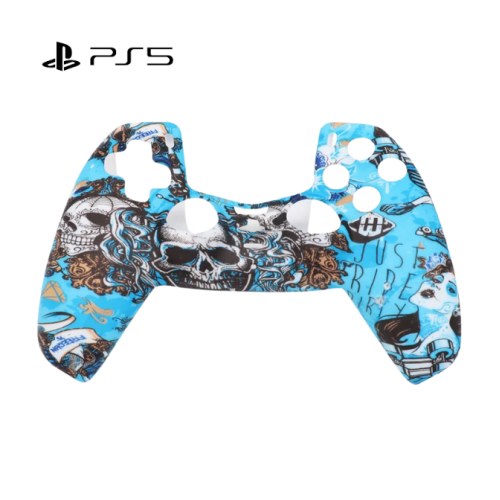 PS5 Rubber Controller Cover -  BLUE SKULL
