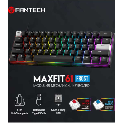 Fantech Max Fit 61 Frost - Black ( Red Switch)