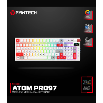 FANTECH MK918 ATOM PRO97 WIRELESS MECHANICAL GAMING KEYBOARD WHITE - RED SWITCH