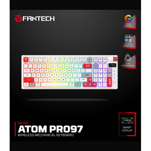 FANTECH MK918 ATOM PRO97 WIRELESS MECHANICAL GAMING KEYBOARD WHITE - RED SWITCH