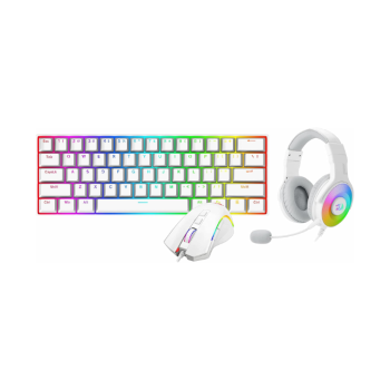 Redragon S129W 3 in 1 Gaming Keyboard, Mouse and Headset Combo, White