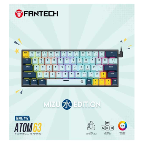 Fantech ATOM63 MK874 V2 Mechanical Gaming Keyboard – Sky Blue