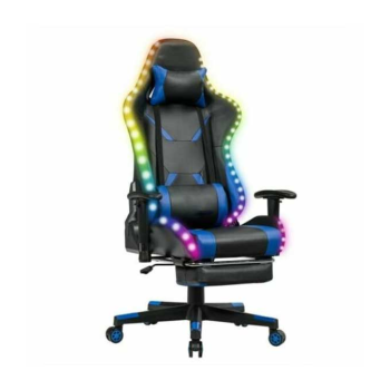 COSTWAY LED Light Gaming Chair - Black&Blue
