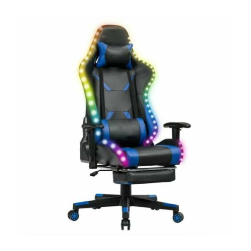 COSTWAY LED Light Gaming Chair - Black&Blue