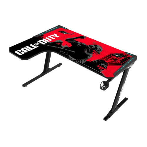 Call of Duty (Cod) X Gameon Phantom XL-L Series L-Shaped Rgb Flowing Light Gaming Desk With Headphone Hook and Cup Holder - Black/Red