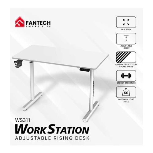 Fantech WS311 Work Station Adjustable Rising Desk White