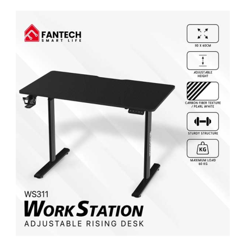 Fantech WS311 Work Station Adjustable Rising Desk Black