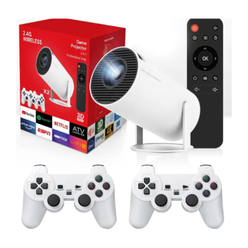 Wownect HY300 Smart Mini Projector With 2 Game Consoles