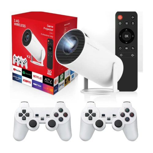 Wownect HY300 Smart Mini Projector With 2 Game Consoles